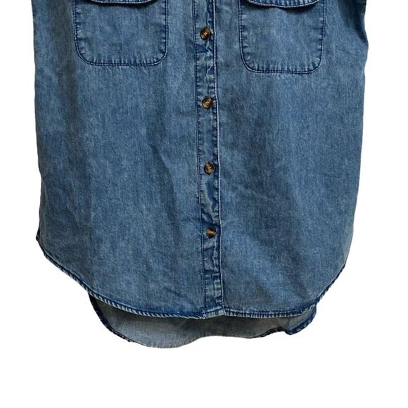 Mileage Women's Button Down Short Sleeve Shirt Size M Front Pockets Split Neck - Picture 7 of 12